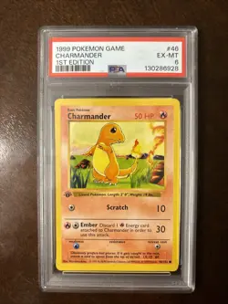 Pokemon 1999 1st Edition PSA 6 Charmander Base Set EX MT 46/102 - Image 1