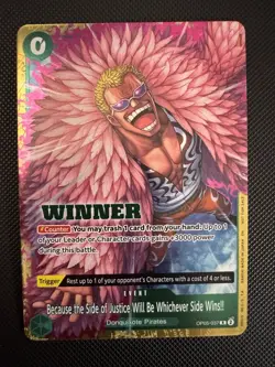 Donquixote Pirates (Winner Event) OP05-037 Because Justice Wins!! One Piece - Image 1