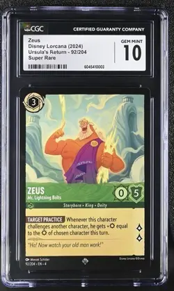 Disney Lorcana Zeus - Mr. Lightning Bolts Ursula's Return Super Rare CGC 10 - Image 1