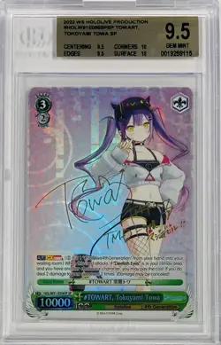 Weiss Schwarz Hololive Towa HOL/W91-E056SP SP Gold Foil Signed BGS 9.5 English - Image 1