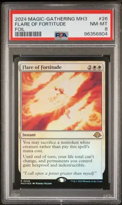 MTG Flare of Fortitude FOIL Modern Horizons 3 (MH3) Rare Magic Card #26 PSA 8 - Image 1
