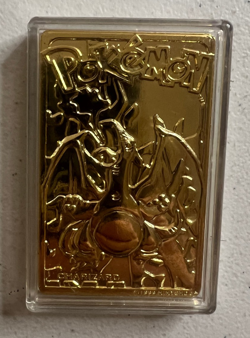 Pokemon 23K Gold Plated Charizard Trading Card Bar 1999 Burger King w/ Case - Image 2