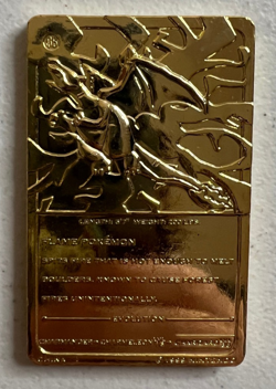 Pokemon 23K Gold Plated Charizard Trading Card Bar 1999 Burger King w/ Case - Image 3