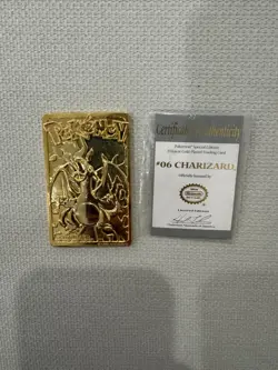 Pokemon 23K Gold Plated CHARIZARD Trading Card 1999 w/ Pokemon Ball and COA - Image 2