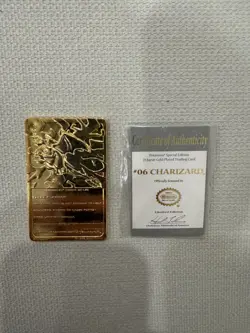 Pokemon 23K Gold Plated CHARIZARD Trading Card 1999 w/ Pokemon Ball and COA - Image 3