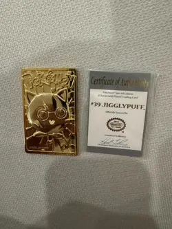 Pokemon 23K Gold Plated JIGGLYPUFF Trading Card 1999 w Pokemon Ball, Box and COA - Image 2