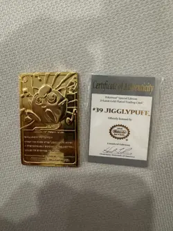 Pokemon 23K Gold Plated JIGGLYPUFF Trading Card 1999 w Pokemon Ball, Box and COA - Image 3