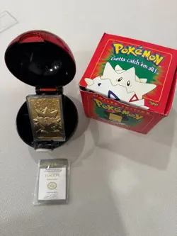 Pokemon 23K Gold Plated TOGEPI Trading Card 1999 w/ Pokemon Ball, Box and COA - Image 1