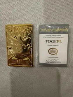 Pokemon 23K Gold Plated TOGEPI Trading Card 1999 w/ Pokemon Ball, Box and COA - Image 2