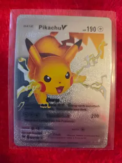 Pokemon Pikachu V SILVER Foil Fan Art Collector Card - 190 HP - 43/185 - Image 1