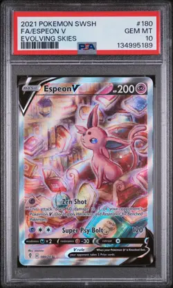 2021 Espeon V #180 Evolving Skies PSA 10 Pokemon Card GEM MINT - Image 1