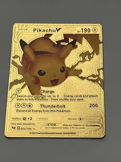 Pokemon TCG Pikachu V Gold Foil Fan Art Collector Card 43/185 - Image 1