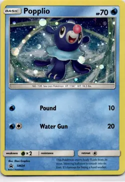 Popplio SM24 Sun & Moon SM Black Star Promo Holo Pokemon TCG Card - Image 1
