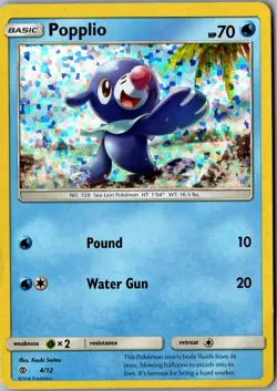 Popplio - 4/12 004/012 Promo McDonald's Promos 2017 LP Pokemon Card - Image 1
