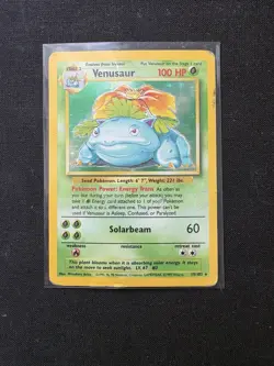 Pokemon TCG Base Set Venusaur Holo Rare Card 15/102 HP/damaged - Image 1