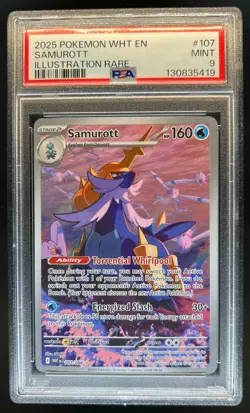 2025 Pokemon White Flare Samurott Illustration Rare #107/086 PSA 9 - Image 1
