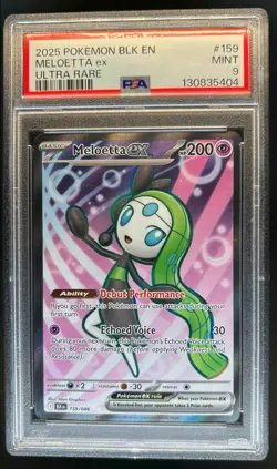 2025 Pokemon Black Bolt Meloetta ex Ultra Rare #159/086 PSA 9 - Image 1