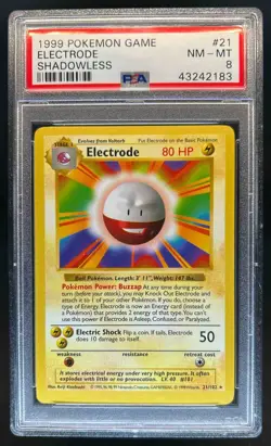 1999 Pokemon Shadowless Electrode #21/102 PSA 8 - Image 1