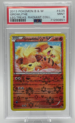 2013 POKEMON BLACK & WHITE LEGENDARY TREASURES RADIANT COLL #RC4 GROWLITHE PSA 9 - Image 1