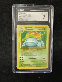1999 Pokemon Venusaur Base Set Holo 15/102 CGC 7 Near Mint - Image 1