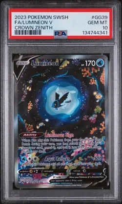 2023 Pokemon Sword And Shield Crown Zenith Fa Lumineon V #GG39 PSA 10 - Image 1