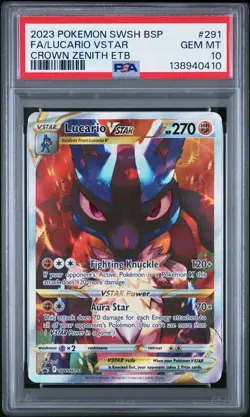 LUCARIO VSTAR 291 PSA 10 GEM MINT BLACK STAR PROMO Pokemon CROWN ZENITH - Image 1