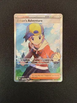 Pokemon TCG Ethan's Adventure Full Art Trainer Card 221/182 Destined Rivals NM - Image 1