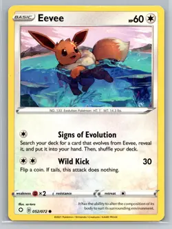 Eevee 052/072 Shining Fates Pokemon Card Colorless Basic Signs of Evolution - Image 1