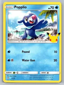 Popplio 23/25 McDonalds 25th Anniversary Pokemon Card Water Type Basic Promo - Image 1