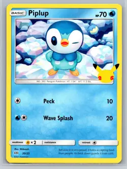 Piplup 20/25 McDonalds 25th Anniversary Pokemon Card Water Type Basic Promo - Image 1