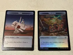 2 x mtg foil token Clue // Treasure, 0016/0018, Outlaws of Thunder Junction - Image 1