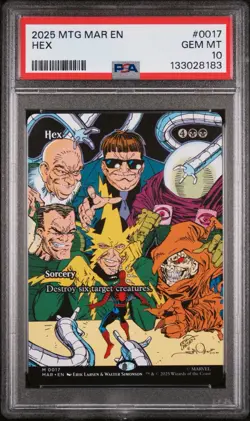 2025 MTG SPIDER-MAN #0017 HEX (MYTHIC RARE - BORDERLESS) PSA 10 - POP 2 - Image 1