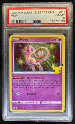 2021 Pokemon SWSH Celebrations Mew Holo #011/025 PSA 8 - Image 1