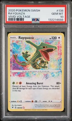 2020 POKEMON SWORD & SHIELD VIVID VOLTAGE #138 RAYQUAZA PSA 10 - Image 1