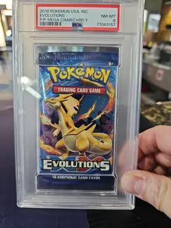 2016 Pokemon USA Inc XY Evolutions Mega Charizard Y PSA 8 Foil Booster Pack - Image 3