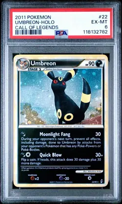 2011 Pokemon Call of Legends Umbreon #22 Holo Rare PSA 6 Mint FART SWIRL (SWIRL) - Image 1