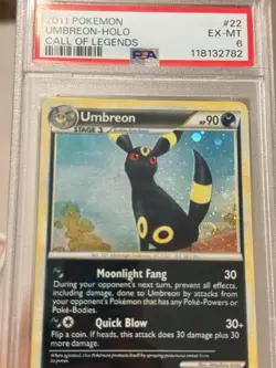 2011 Pokemon Call of Legends Umbreon #22 Holo Rare PSA 6 Mint FART SWIRL (SWIRL) - Image 3