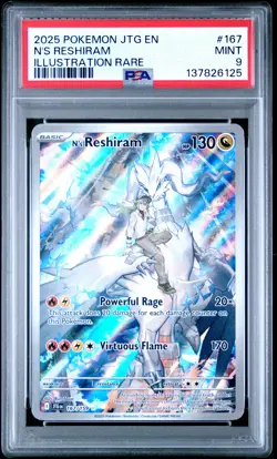 2025 POKEMON JTG EN-JOURNEY TOGETHER ILLUSTRATION RARE #167 N'S RESHIRAM PSA 9 - Image 1