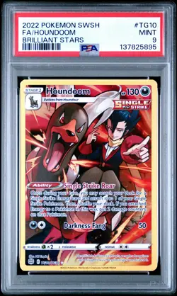 2022 POKEMON SWORD & SHIELD BRILLIANT STARS #TG10 FULL ART/HOUNDOOM PSA 9 - Image 1