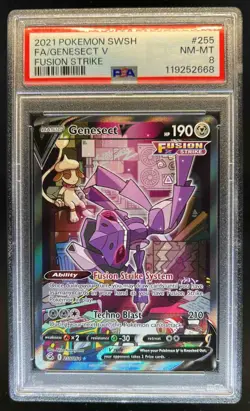 2021 Pokemon SWSH Fusion Strike Genesect V #255/264 PSA 8 - Image 1