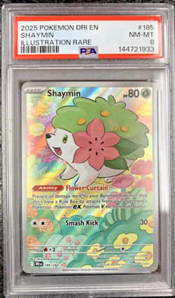 2025 POKEMON DESTINED RIVALS EN SHAYMIN ILLUSTRATION RARE #185 - PSA 8 - Image 1
