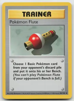 Pokemon Flute Uncommon Normal Base Set (Shadowless) 86/102 LP - Image 1