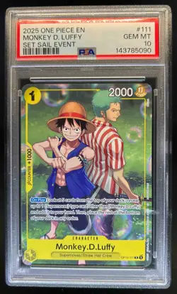 2025 One Piece English Monkey.D.Luffy Set Sail Event #OP10-111 PSA 10 GEM MINT - Image 1
