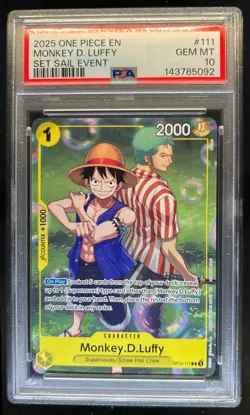 2025 One Piece English Monkey.D.Luffy Set Sail Event #OP10-111 PSA 10 GEM MINT - Image 1