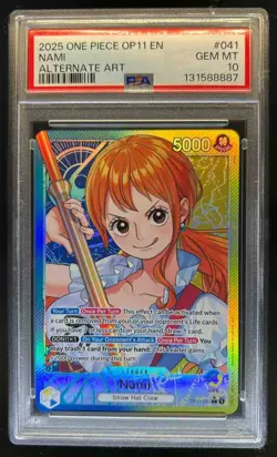 2025 One Piece A Fist of Divine Speed Nami Alternate Art #OP11-041 PSA 10 - Image 1