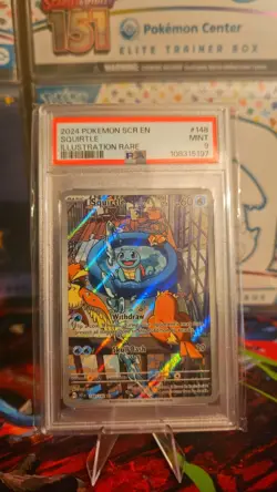 Squirtle Holo TCG Card 148/142 Stellar Crown Illustration Pokemon PSA 9 - Image 1
