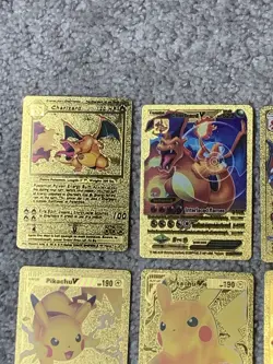 Set of 15 Charizard,Umbreon,Magikarp,Mew&More Gold Foil Fan Art Cards - Image 2