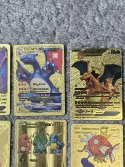 Set of 15 Charizard,Umbreon,Magikarp,Mew&More Gold Foil Fan Art Cards - Image 3