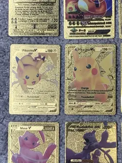 Set of 15 Charizard,Umbreon,Magikarp,Mew&More Gold Foil Fan Art Cards - Image 4