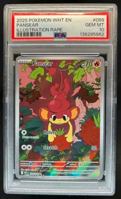 2025 Pokemon White Flare Pansear Illustration Rare #099/086 PSA 10 - Image 1